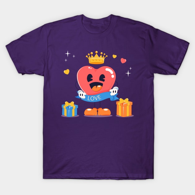 Valentine Day Cartoon Heart T-Shirt by Mako Design 